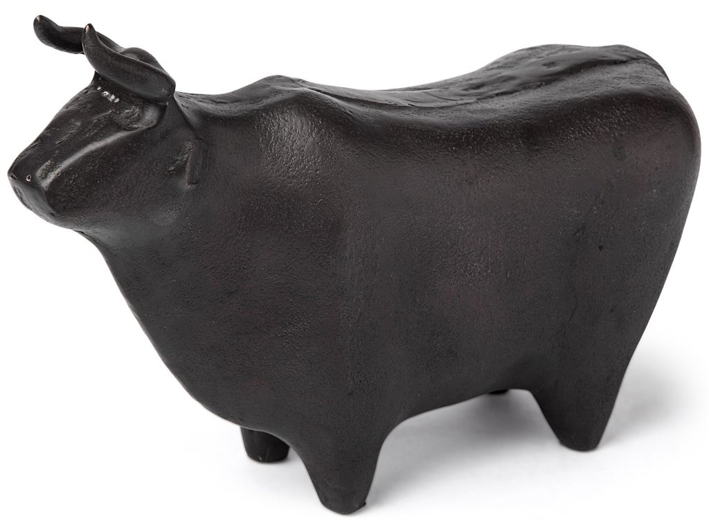 II 9L x 4W Black Cast Aluminum Bull Decorative Object - main image