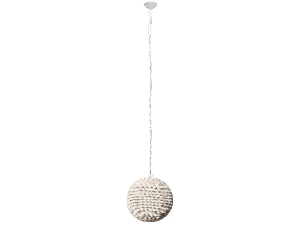 15.5X14.5 White-Washed Wood Beaded Pendant Light - image 3