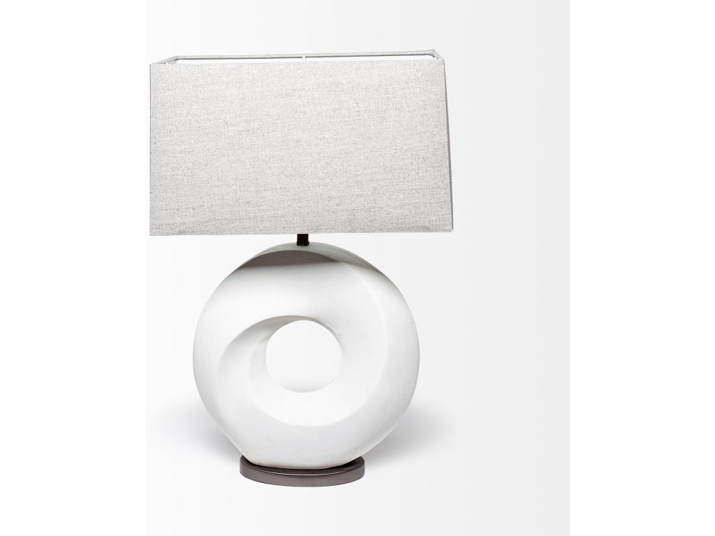 (26.8"H) White Resin Ring-Shaped Base Table Lamp - image 2