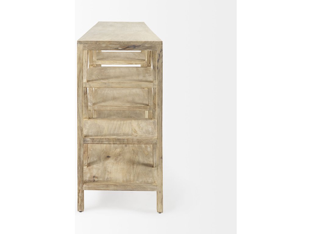 II 66L x 16W Natural Wooden Multi-Level Shelf Console Table - image 4