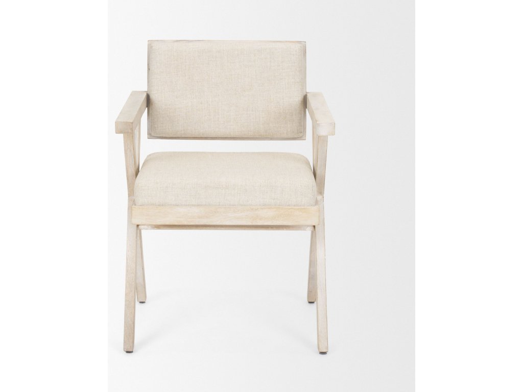 I Cream Fabric Wrap Blonde Wooden Frame Dining Chair - image 3