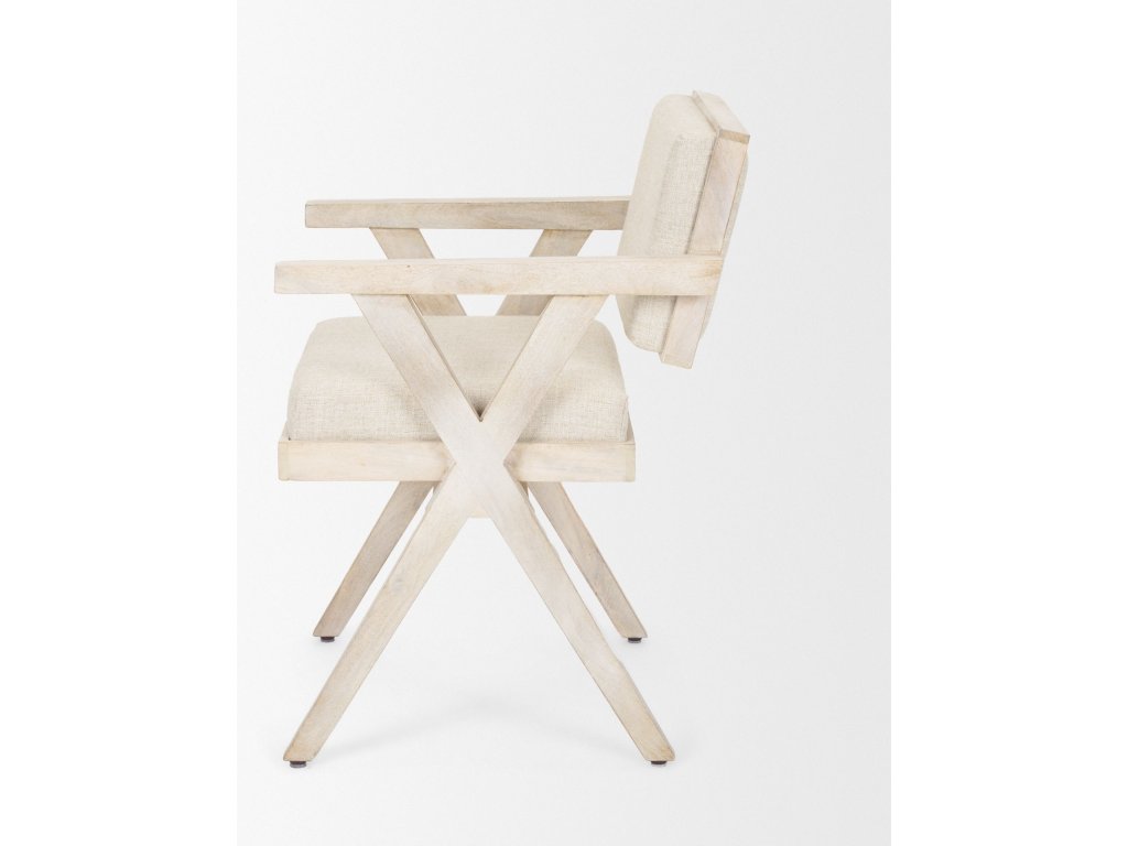 I Cream Fabric Wrap Blonde Wooden Frame Dining Chair - image 4
