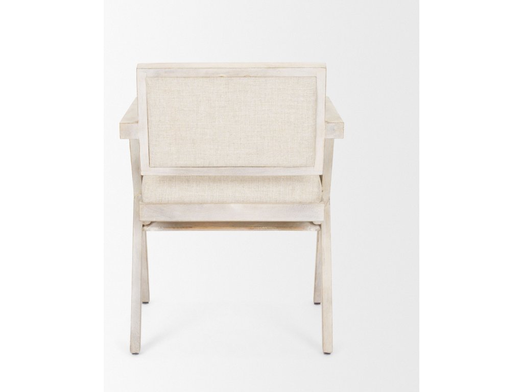 I Cream Fabric Wrap Blonde Wooden Frame Dining Chair - image 5