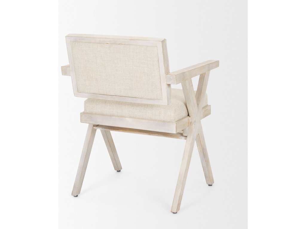 I Cream Fabric Wrap Blonde Wooden Frame Dining Chair - image 6
