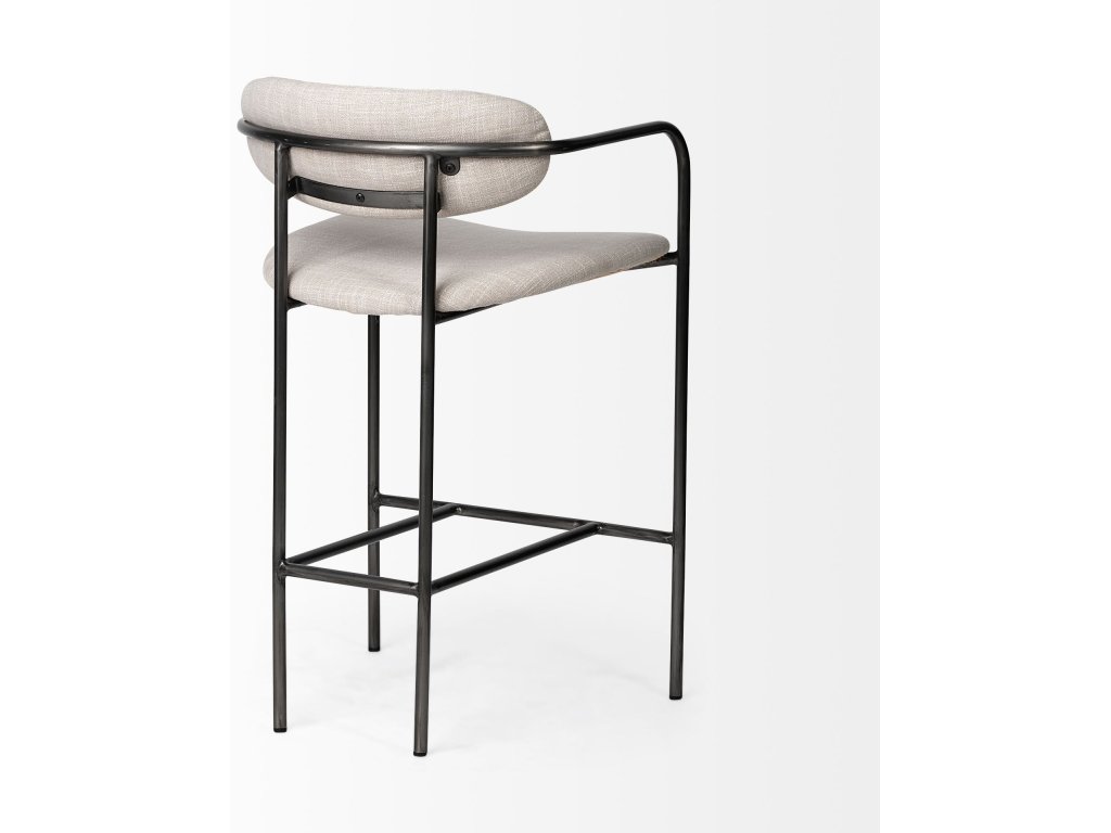 II Beige Fabric Seat Gun Metal Grey Metal Counter Stool - image 6