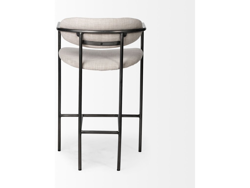 II Beige Fabric Seat Gun Metal Grey Metal Counter Stool - image 5