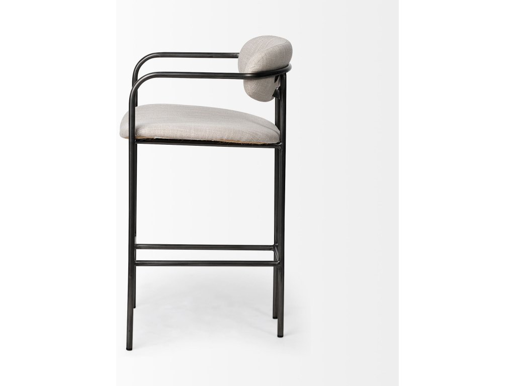 II Beige Fabric Seat Gun Metal Grey Metal Counter Stool - image 4