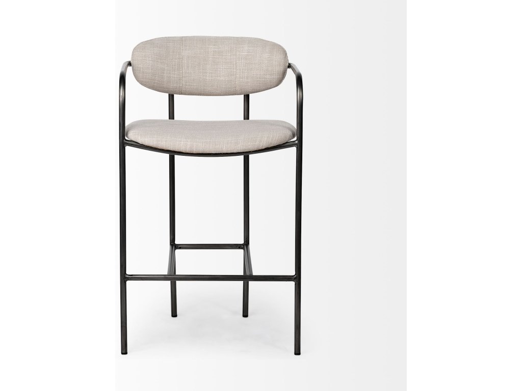 II Beige Fabric Seat Gun Metal Grey Metal Counter Stool - image 3