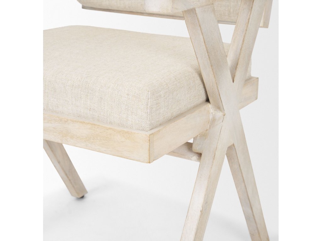 I Cream Fabric Wrap Blonde Wooden Frame Dining Chair - image 10