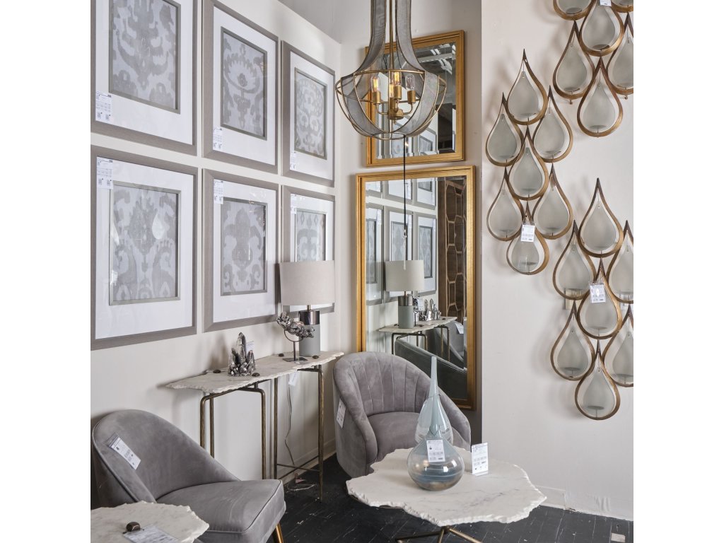 III 49L x 17W White Marble Top Gold-Toned Iron Base Console Table - image 1