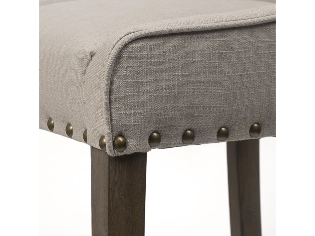 27.5" Seat Height Beige Fabric Seat Brown Wood Frame Counter Stool - image 8