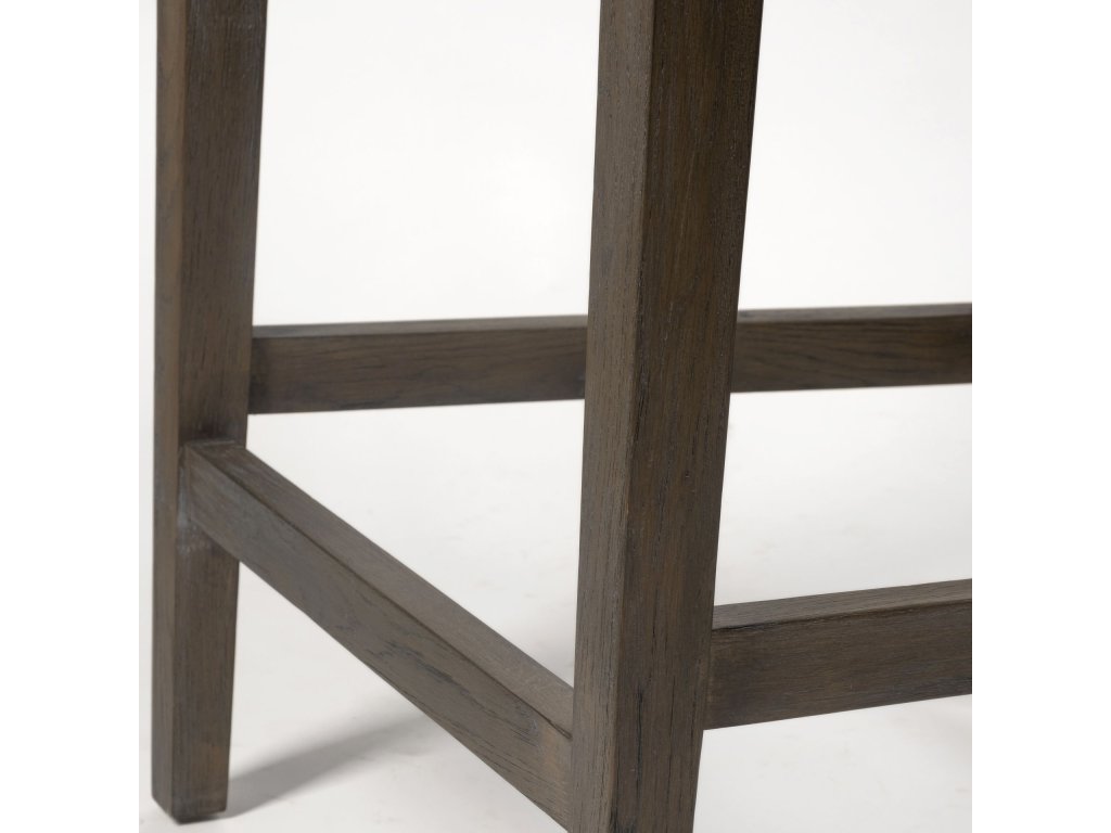 27.5" Seat Height Beige Fabric Seat Brown Wood Frame Counter Stool - image 9