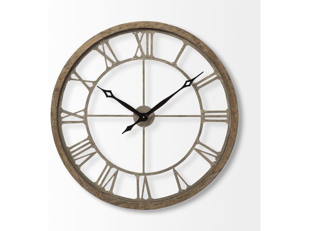 Light Brown 31.5" Large Farmhouse Wall Clock - image 2