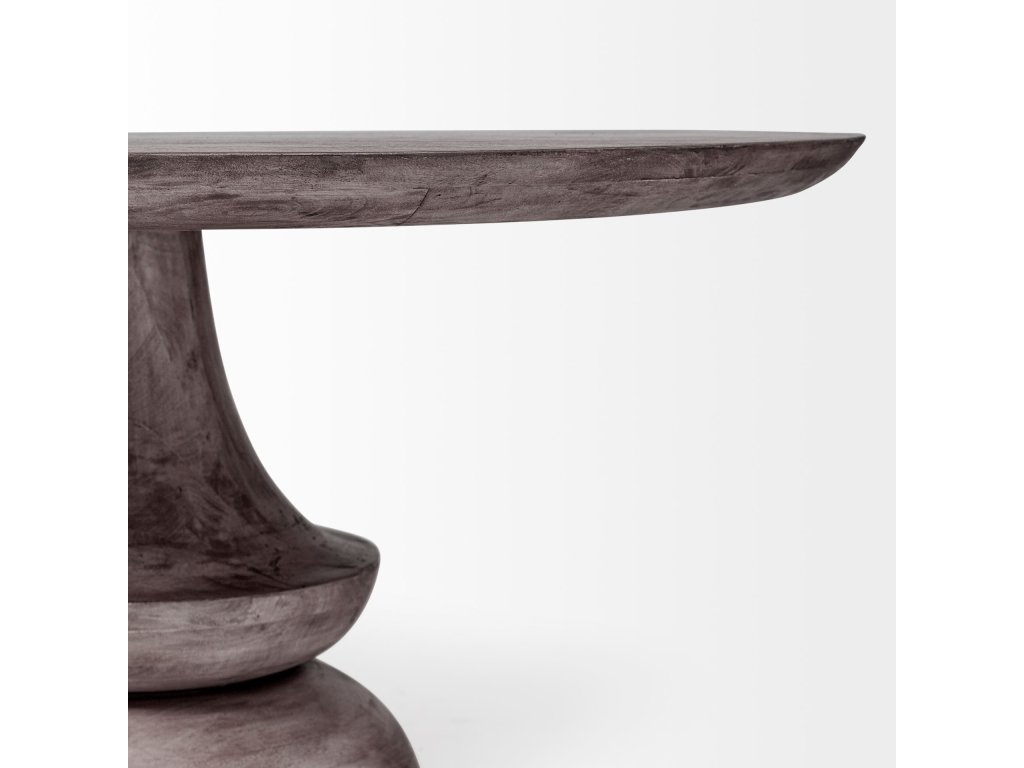 60" Round Dark Brown/Gray Solid Wood Table Top & Base Dining Table - image 4