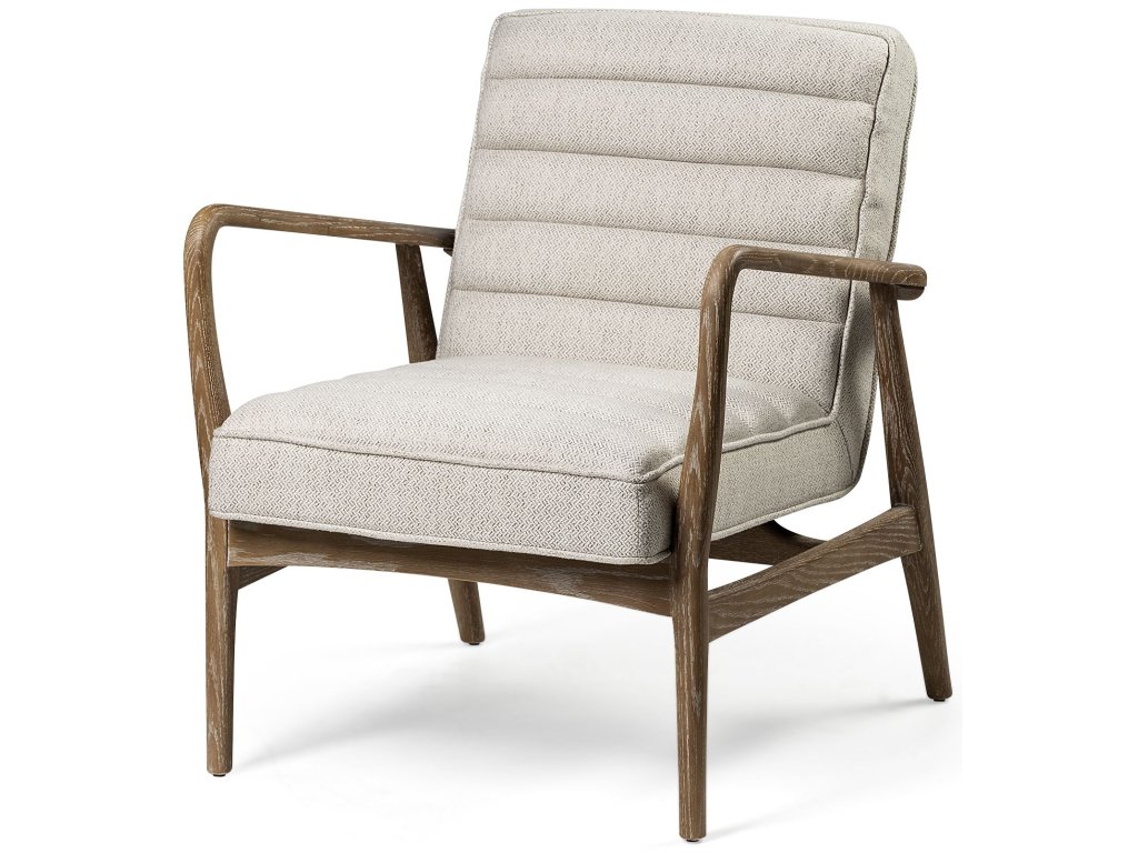 II Cream Fabric w/ Brown Wooden Frame Accent Chair - main image