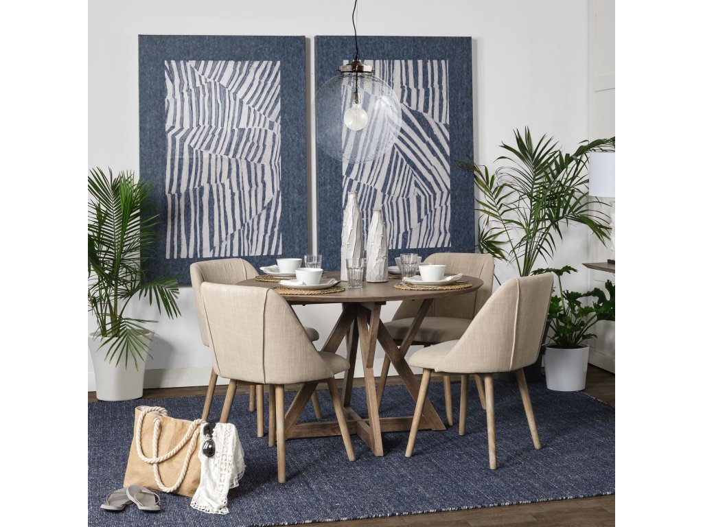 I Cream Fabric Wrap Brown Wooden Base Dining Chair - image 1