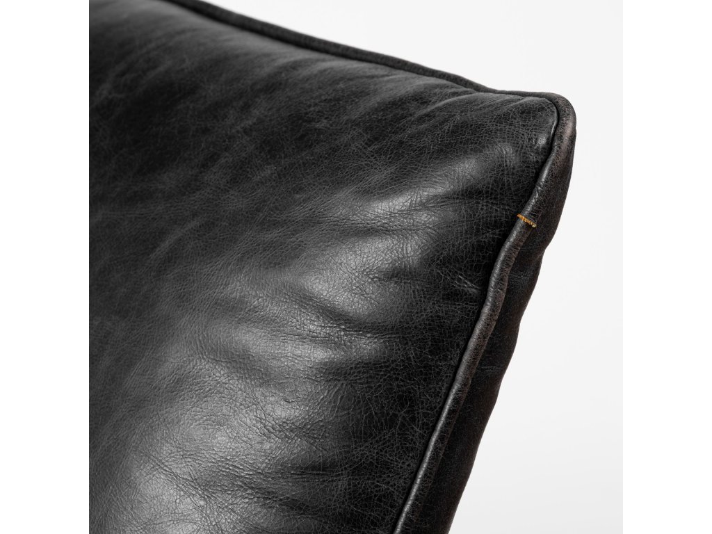 II Black Leather Cushion Seat and Solid Iron Base Accent Chair - image 6