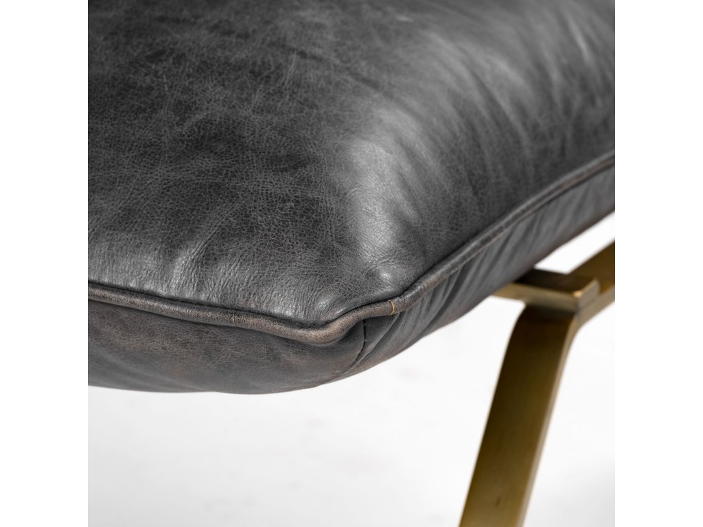 II Black Leather Cushion Seat and Solid Iron Base Accent Chair - image 8