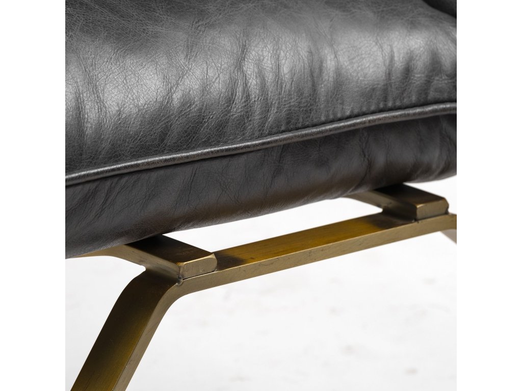 II Black Leather Cushion Seat and Solid Iron Base Accent Chair - image 9