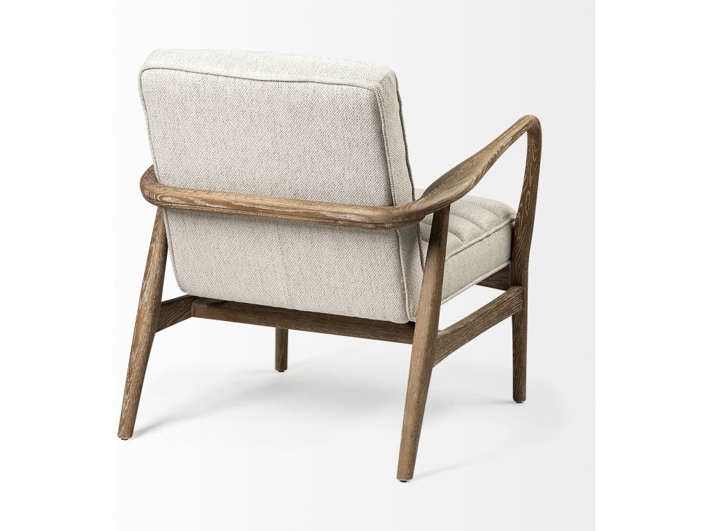 II Cream Fabric w/ Brown Wooden Frame Accent Chair - image 7