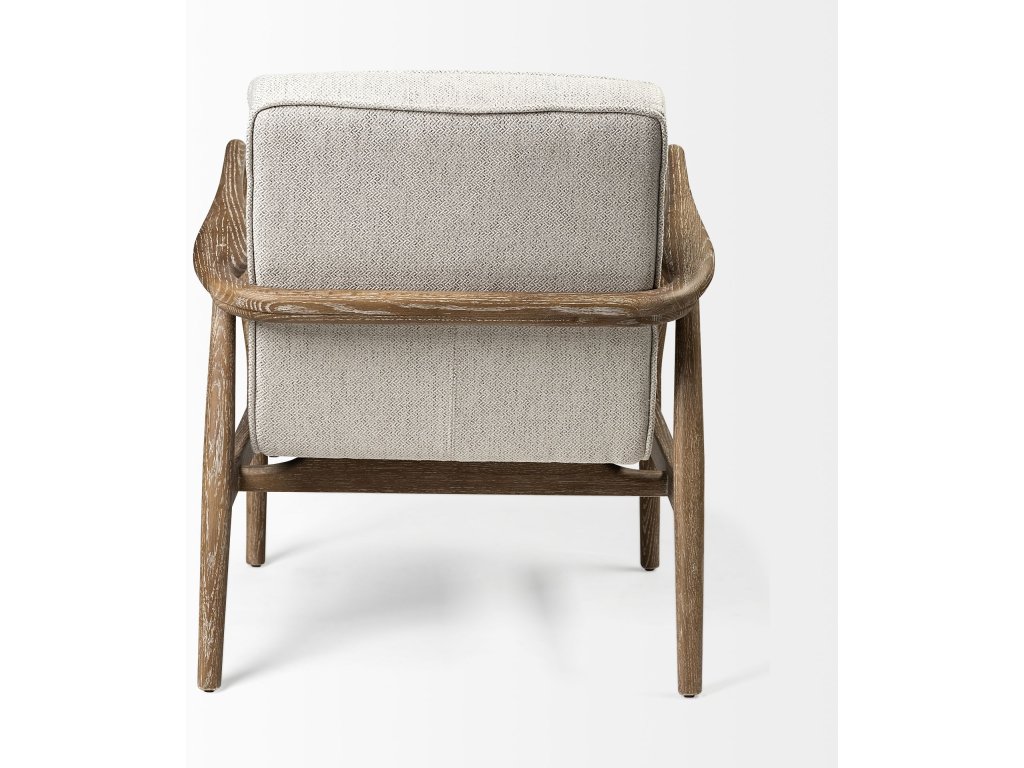 II Cream Fabric w/ Brown Wooden Frame Accent Chair - image 6