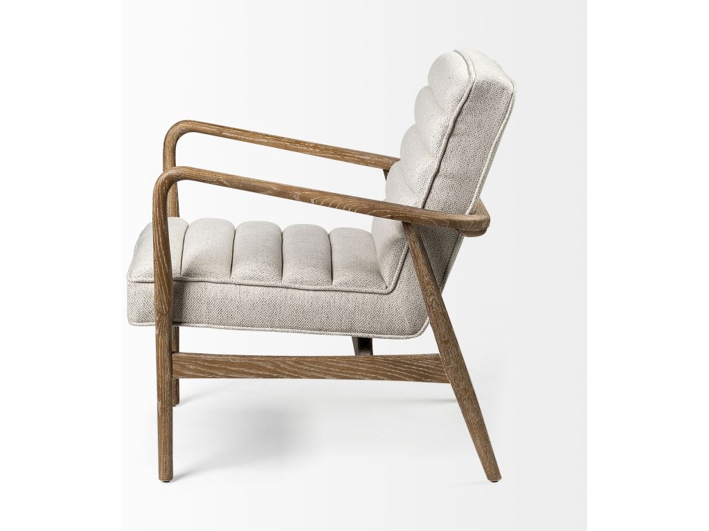 II Cream Fabric w/ Brown Wooden Frame Accent Chair - image 5