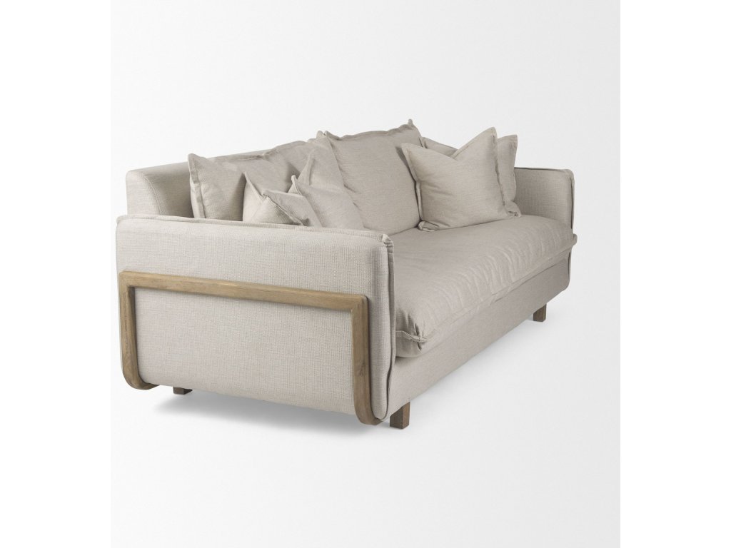 I 84" Beige Upholstered Three Seater Sofa - image 7