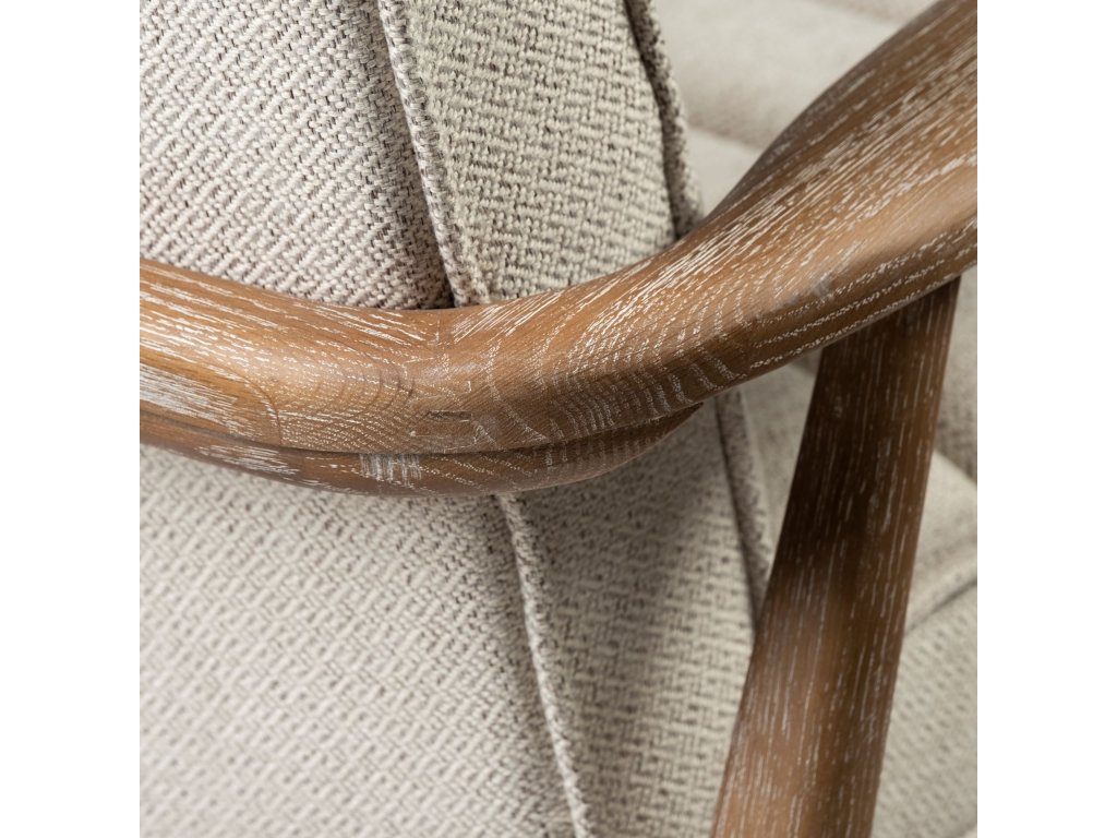 II Cream Fabric w/ Brown Wooden Frame Accent Chair - image 11
