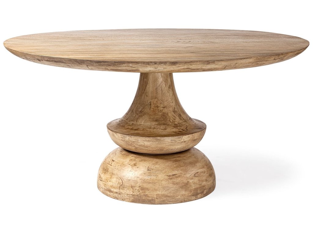 60" Round Blonde Solid Wood & Base Dining Table - main image