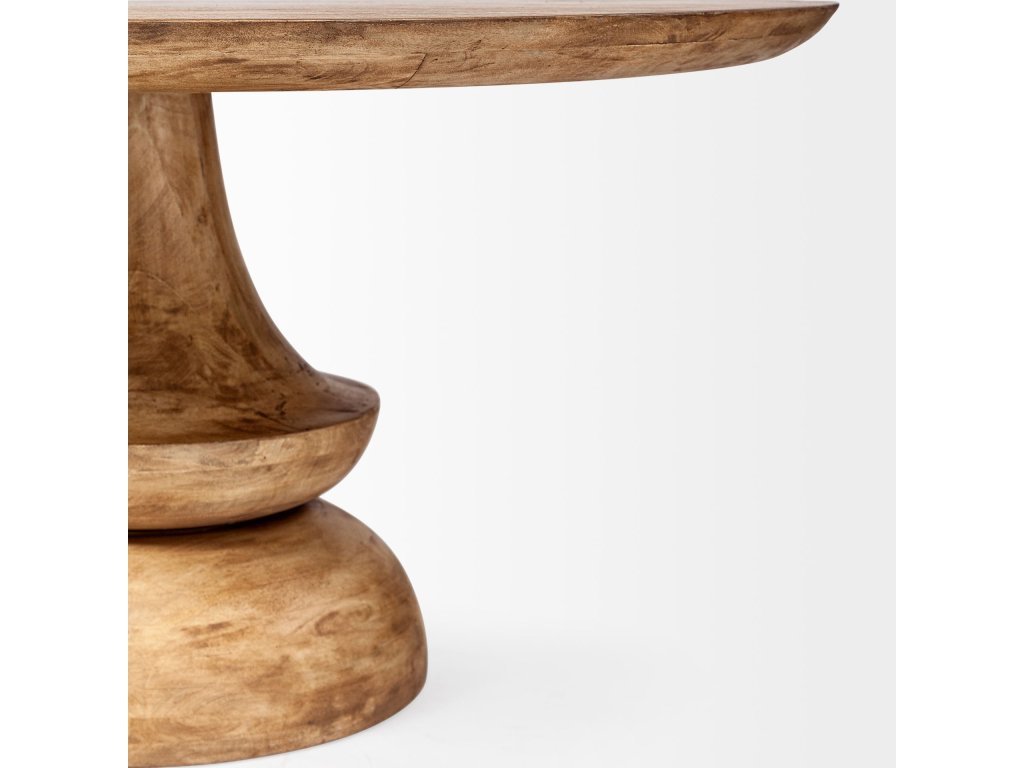 60" Round Blonde Solid Wood & Base Dining Table - image 2