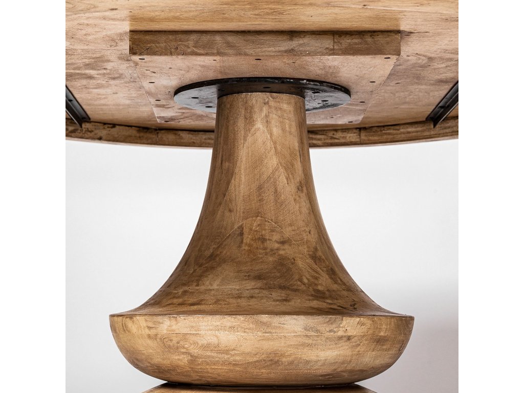 60" Round Blonde Solid Wood & Base Dining Table - image 3