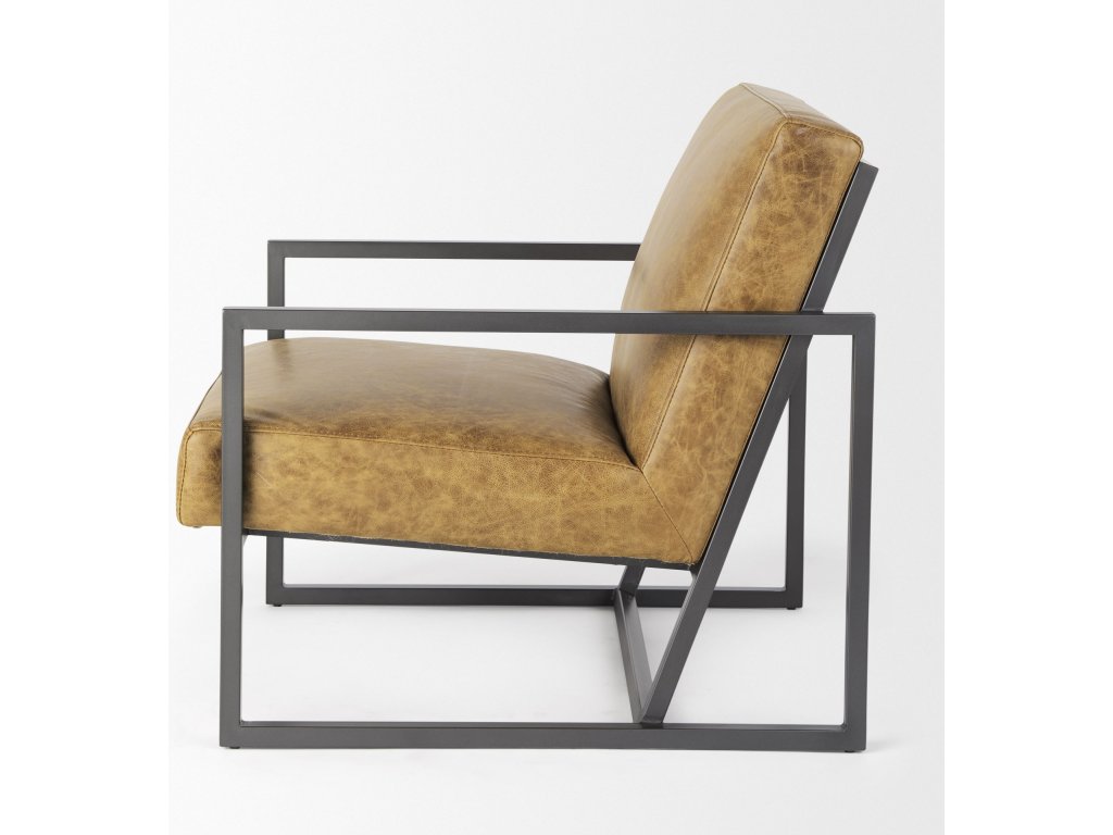 II Brown Leather Seat w/Gray Metal Frame Accent Chair - image 4