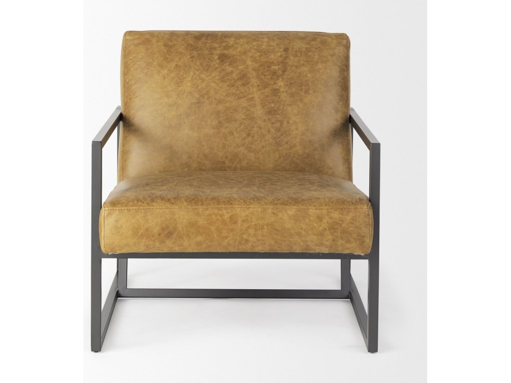 II Brown Leather Seat w/Gray Metal Frame Accent Chair - image 3