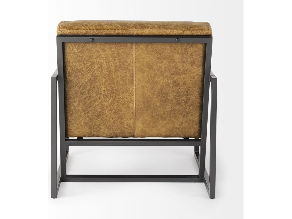 II Brown Leather Seat w/Gray Metal Frame Accent Chair - image 5