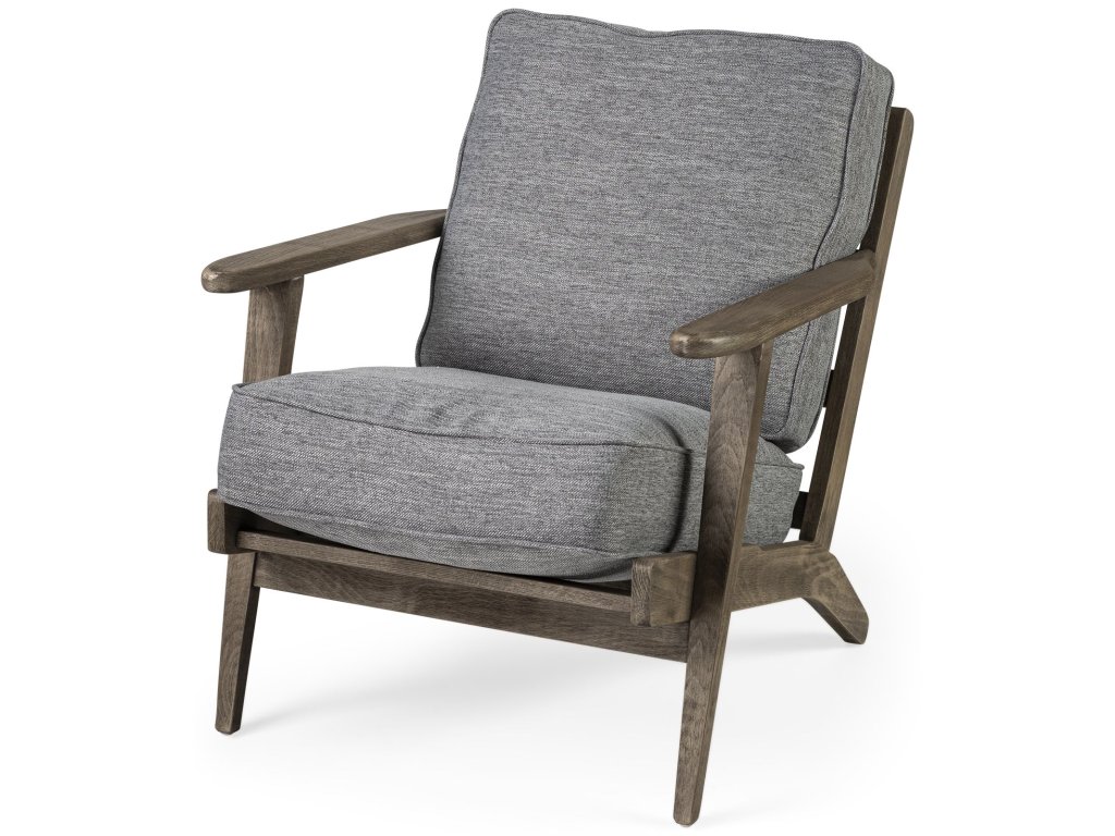 V Castlerock Grey Fabric Wrapped Brown Wooden Frame Accent Chair - main image