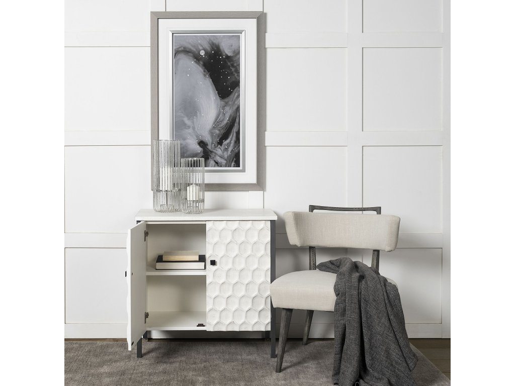 White Fir Veneer w/ Gray Metal 2-Door Accent Cabinet - image 1