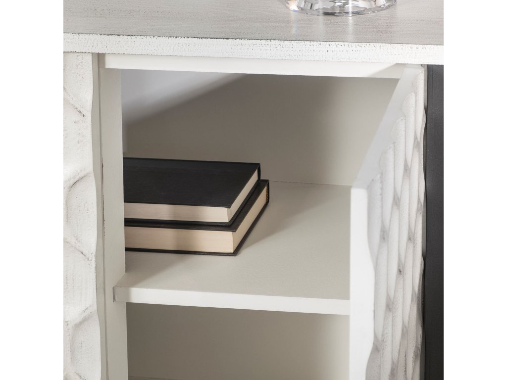 White Fir Veneer w/ Gray Metal 2-Door Accent Cabinet - image 7