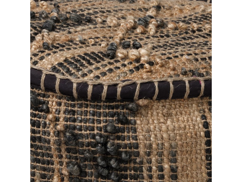 Tan Jute Popcorn Stich Cylindrical Pouf - image 4