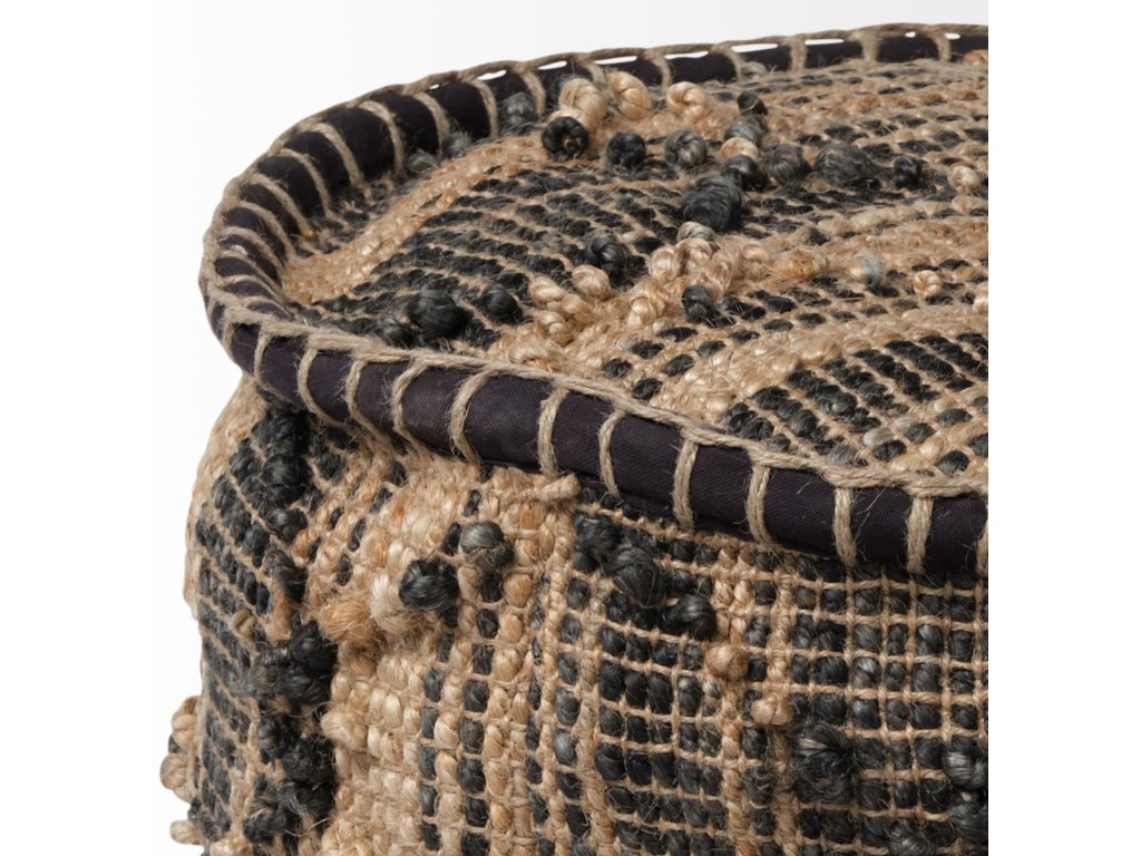 Tan Jute Popcorn Stich Cylindrical Pouf - image 2