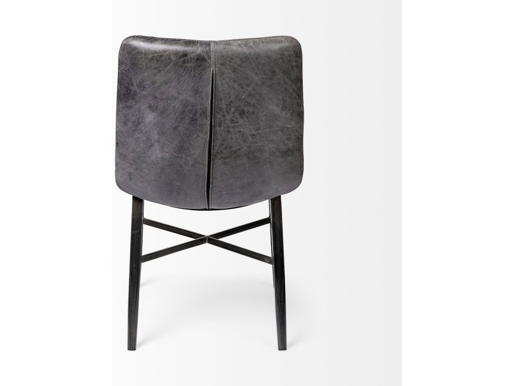 Black Genuine Leather Seat w/ Black Metal Frame Dining Chair - image 7