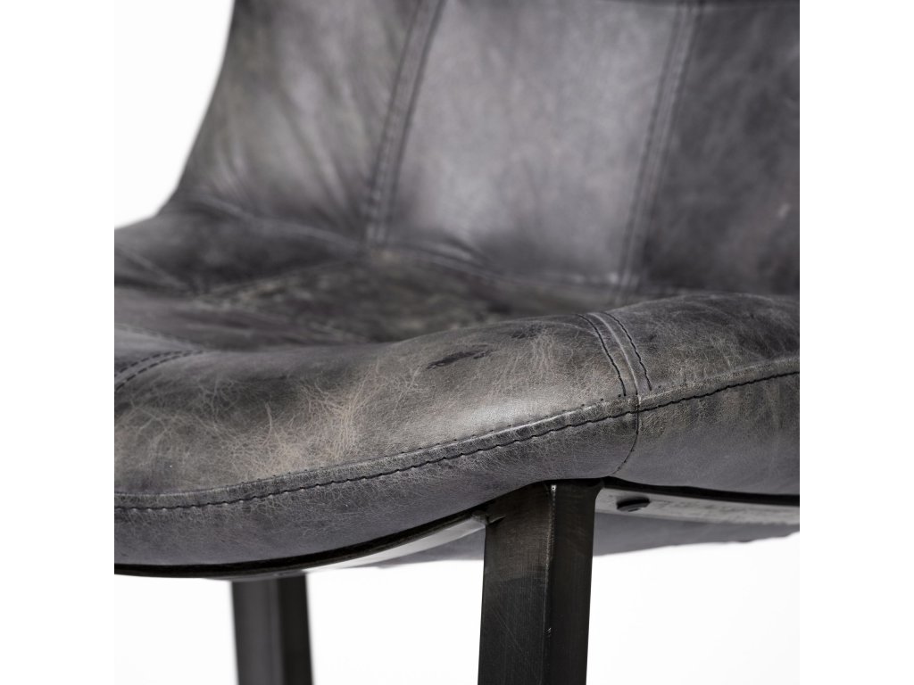 Black Genuine Leather Seat w/ Black Metal Frame Dining Chair - image 11
