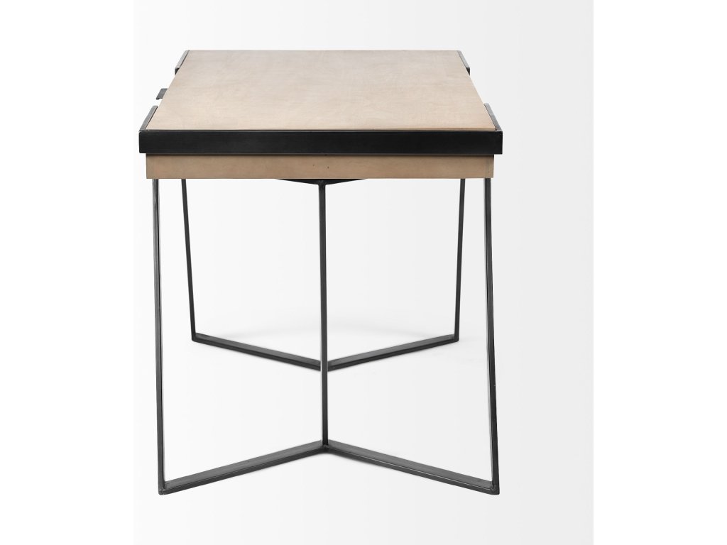 61L x 28.75W x 30H Light Brown Wooden Iron Frame Office Desk - image 4