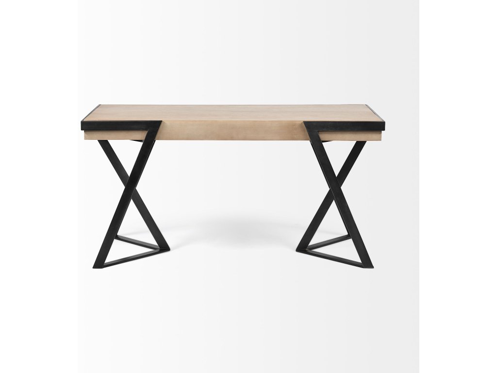 61L x 28.75W x 30H Light Brown Wooden Iron Frame Office Desk - image 5