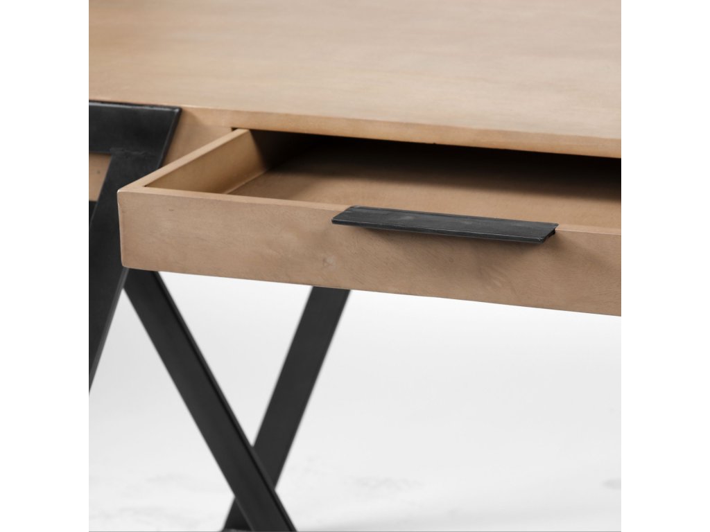 61L x 28.75W x 30H Light Brown Wooden Iron Frame Office Desk - image 8