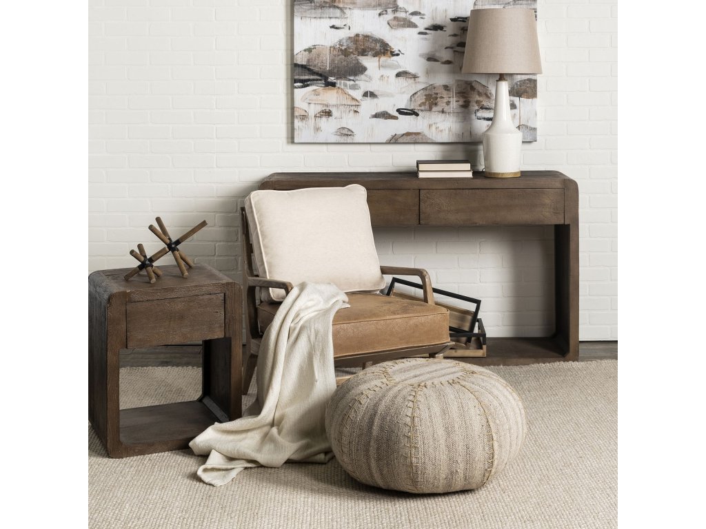II Cream Fabric and Brown Leather Seat Accent Chair - image 1