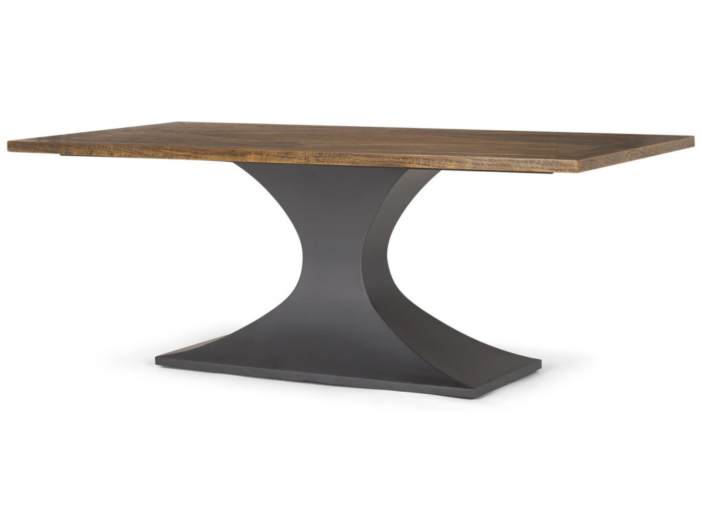 II 79X39 Rectangular Brown Solid Wood Top Dark Gunmetal Base Dining Table - main image