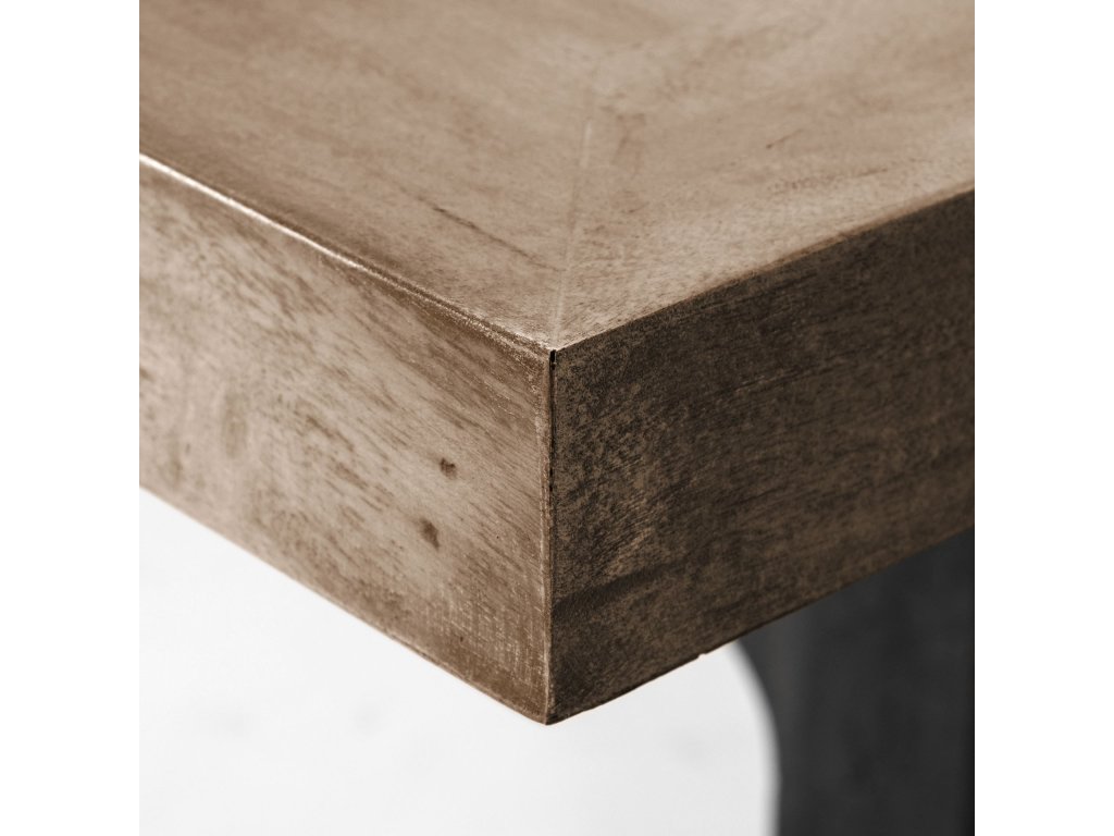 95L x 41W x 30H Rectangular Brown Solid Wood Top Black Metal Base Dining Table - image 4