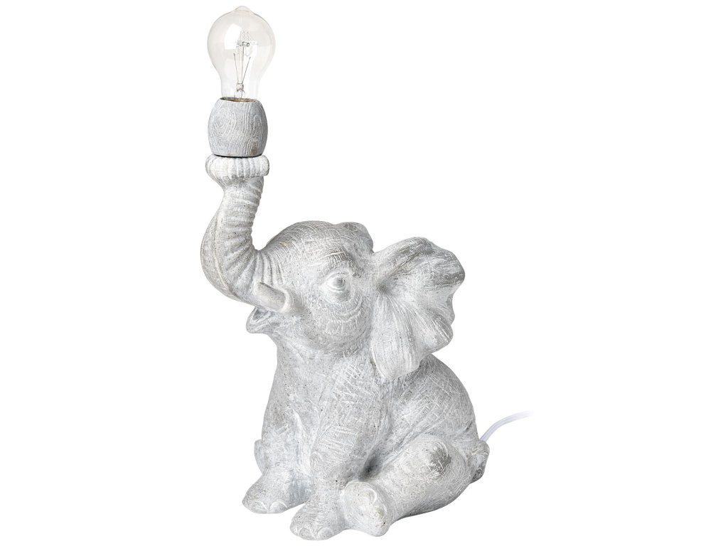 (15.9"H) Gray Resin Elephant Calf Table Lamp - main image
