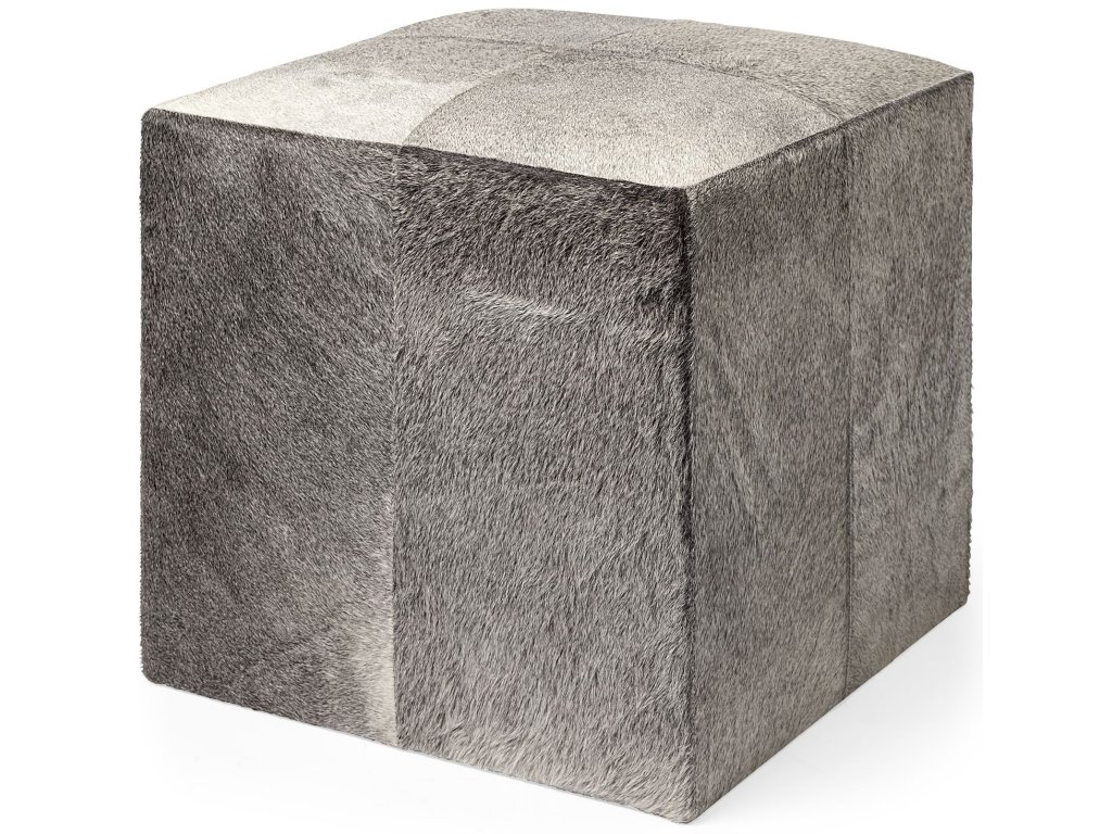 I 20" Grey-Toned Hair-On-Hide Ottoman - main image