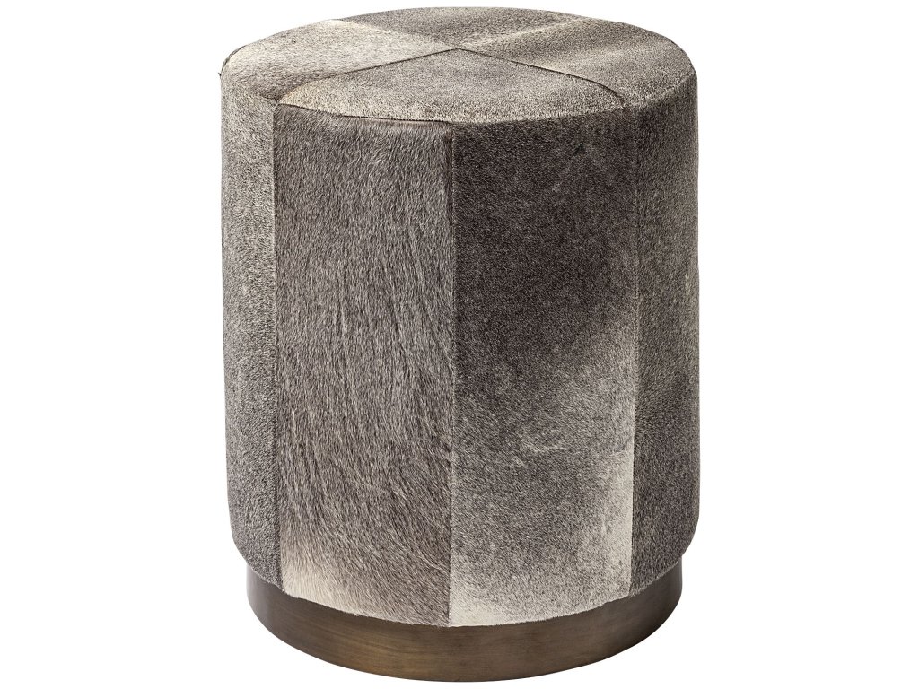 I 23"H Grey-Toned Hair-On-Hide Ottoman - main image